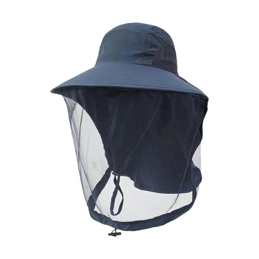 Mosquito Prevention Cap for Camping, Insect Protective Head Net with Full-Mesh Design, Adjustable Drawstring, Windproof Strap, Beekeeping Gear
