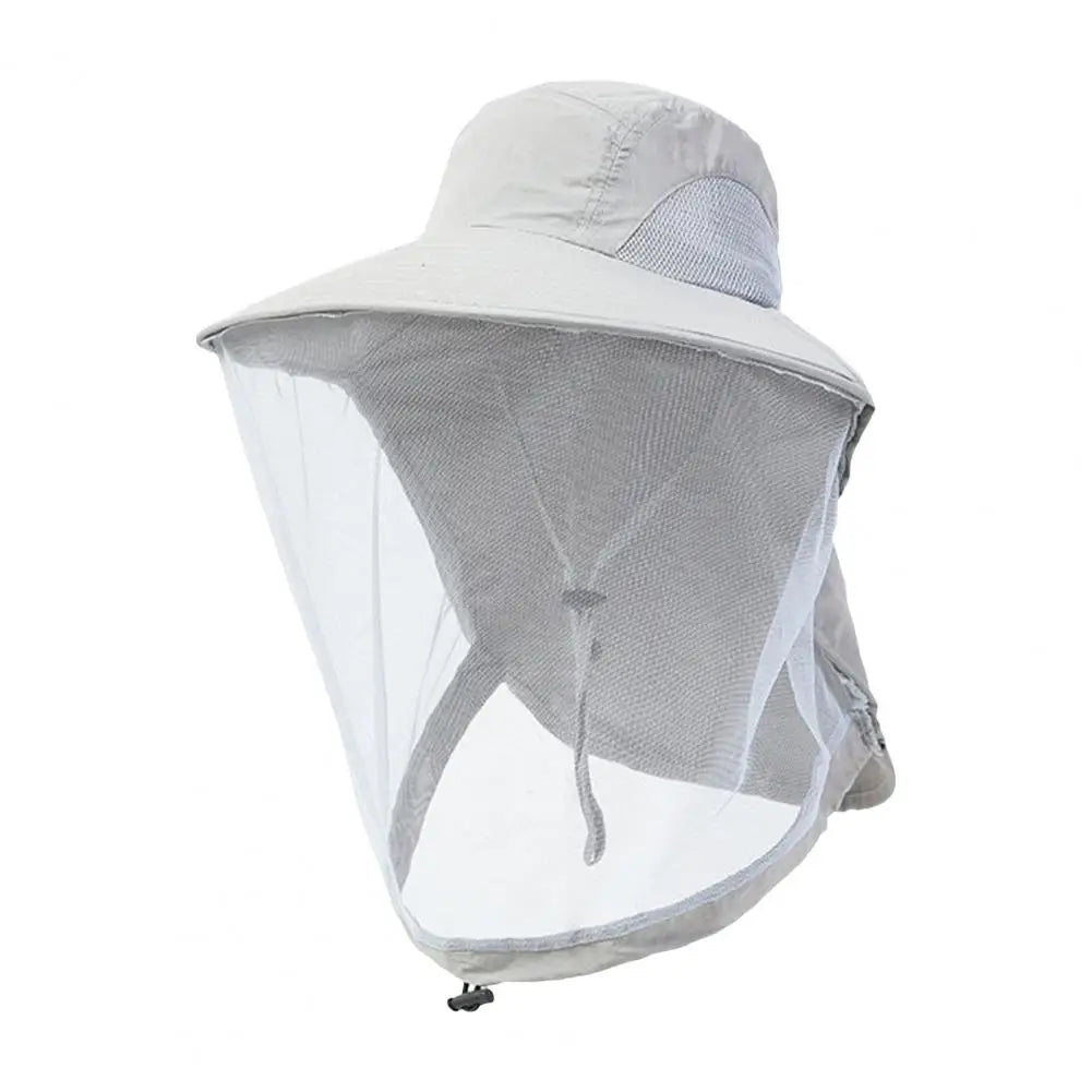 Mosquito Prevention Cap for Camping, Insect Protective Head Net with Full-Mesh Design, Adjustable Drawstring, Windproof Strap, Beekeeping Gear