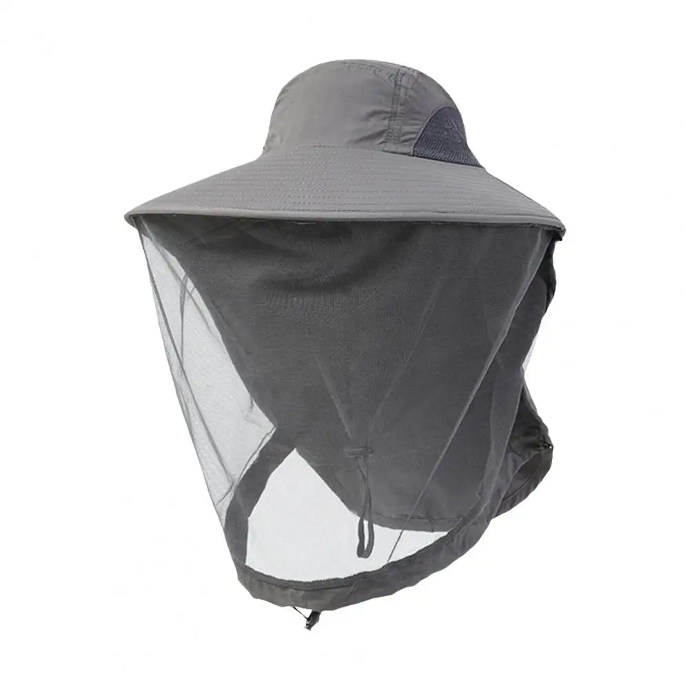 Mosquito Prevention Cap for Camping, Insect Protective Head Net with Full-Mesh Design, Adjustable Drawstring, Windproof Strap, Beekeeping Gear