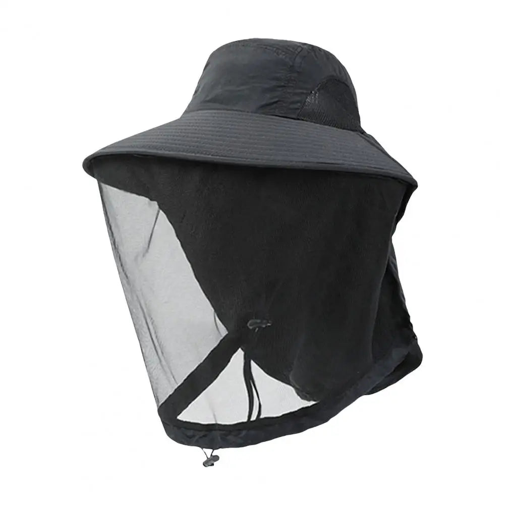Mosquito Prevention Cap for Camping, Insect Protective Head Net with Full-Mesh Design, Adjustable Drawstring, Windproof Strap, Beekeeping Gear