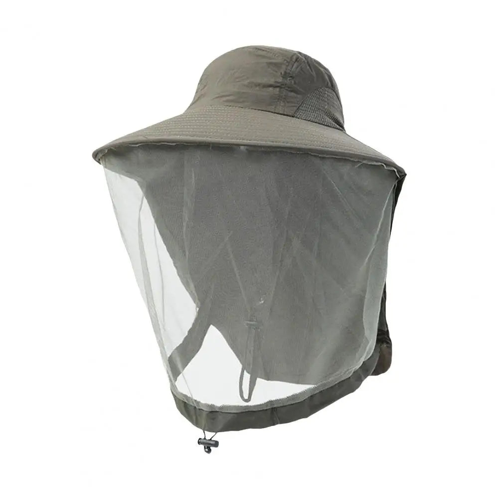 Mosquito Prevention Cap for Camping, Insect Protective Head Net with Full-Mesh Design, Adjustable Drawstring, Windproof Strap, Beekeeping Gear
