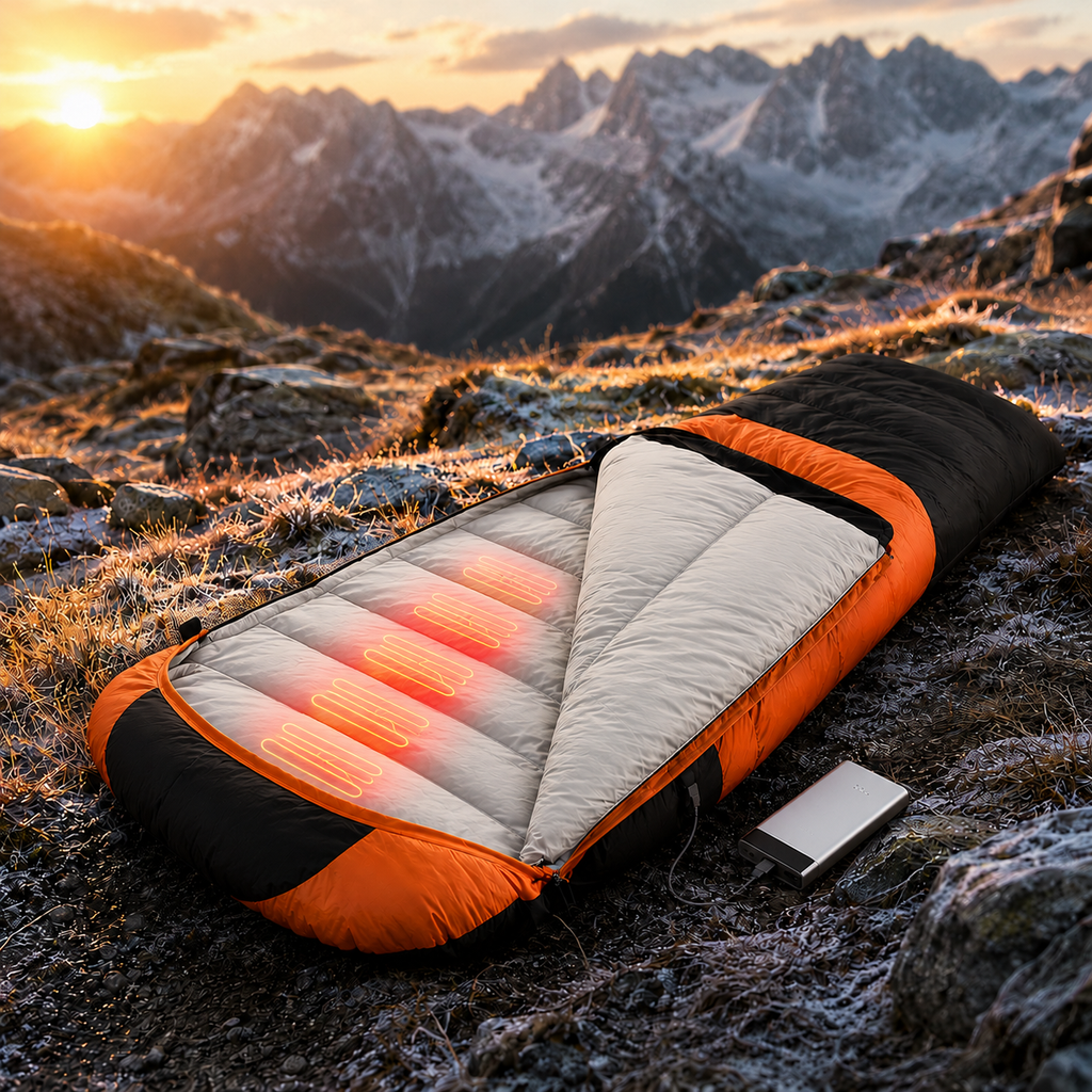 USB Heated Sleeping Bag for Camping, Ultralight Down Cotton Pad, Thermal Mattress for Outdoor Use, Luxury Comfort, Wholesale Options Available
