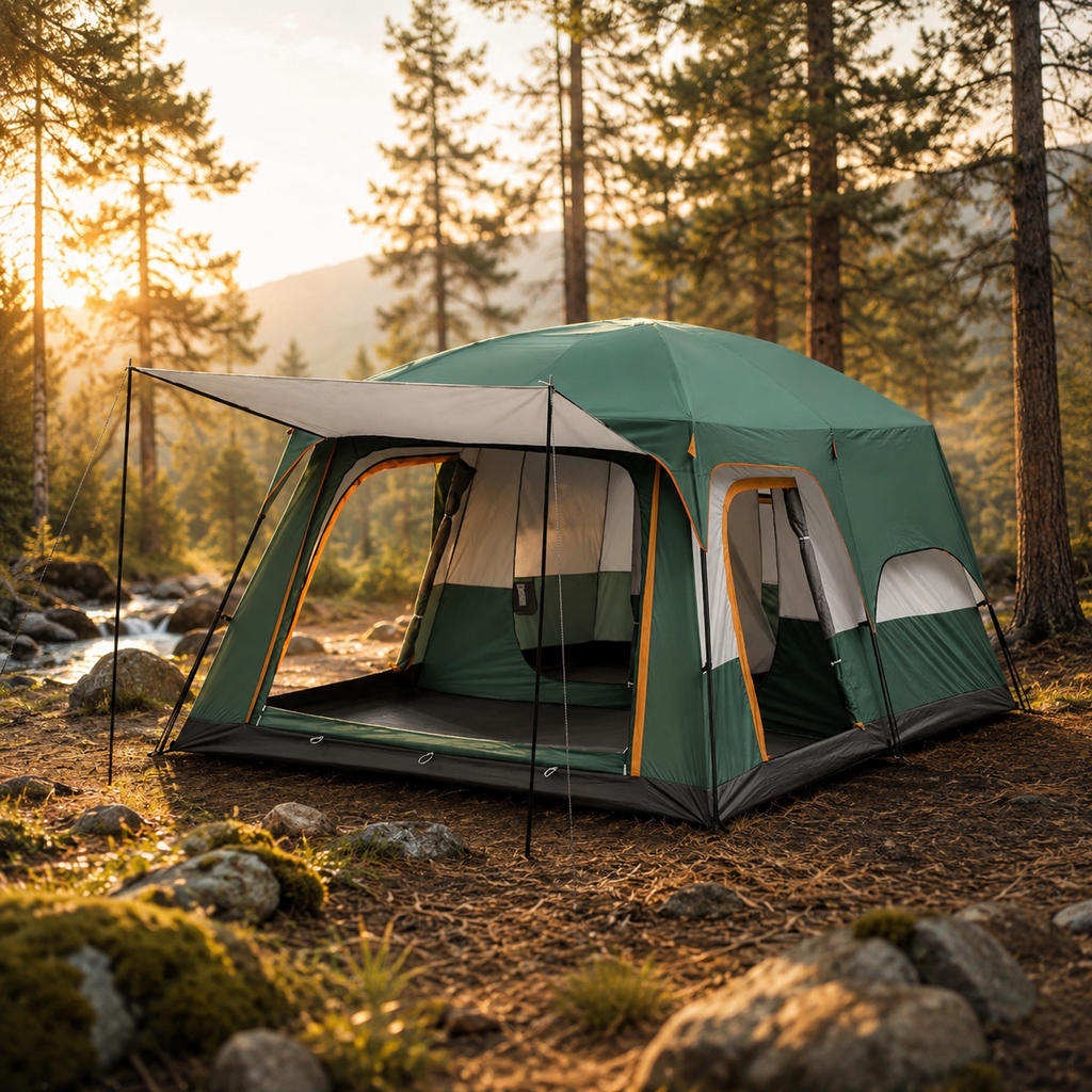 Camping Tent, Waterproof 4-Season Shelter for 3-12 People, Double Layer, Family Outdoor Backpacking Equipment, Luxury Design, Wholesale Availability