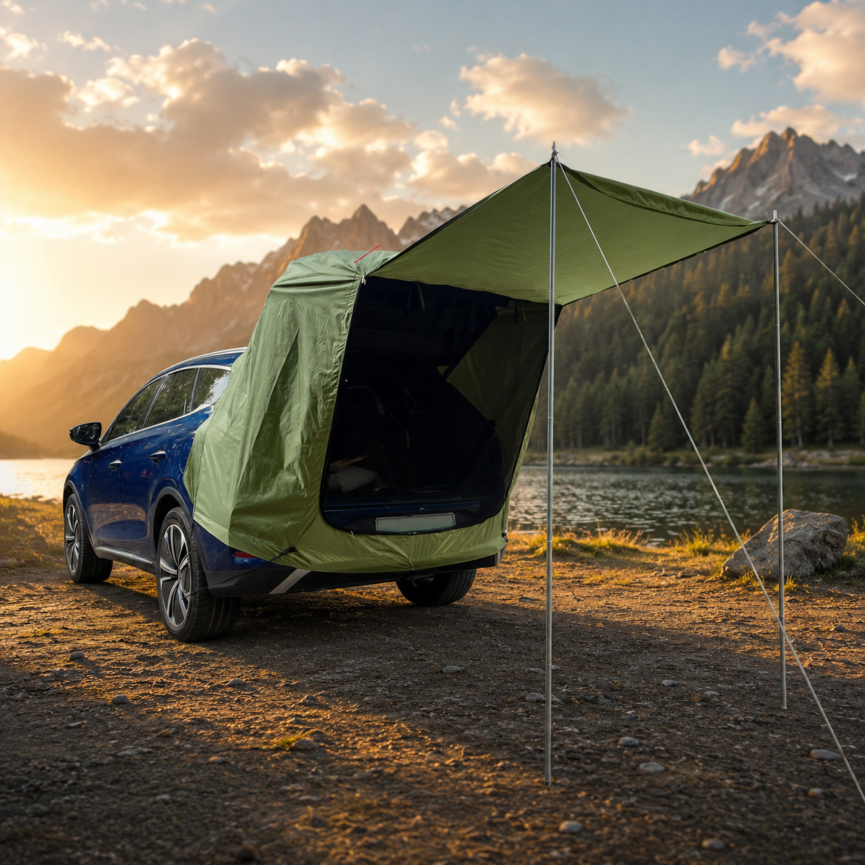 Car Rear Tent, Outdoor Camping Canopy Extension, Waterproof, Sunshine-Proof, Heavy Duty, Picnic, Wholesale Luxury for Families and Travelers