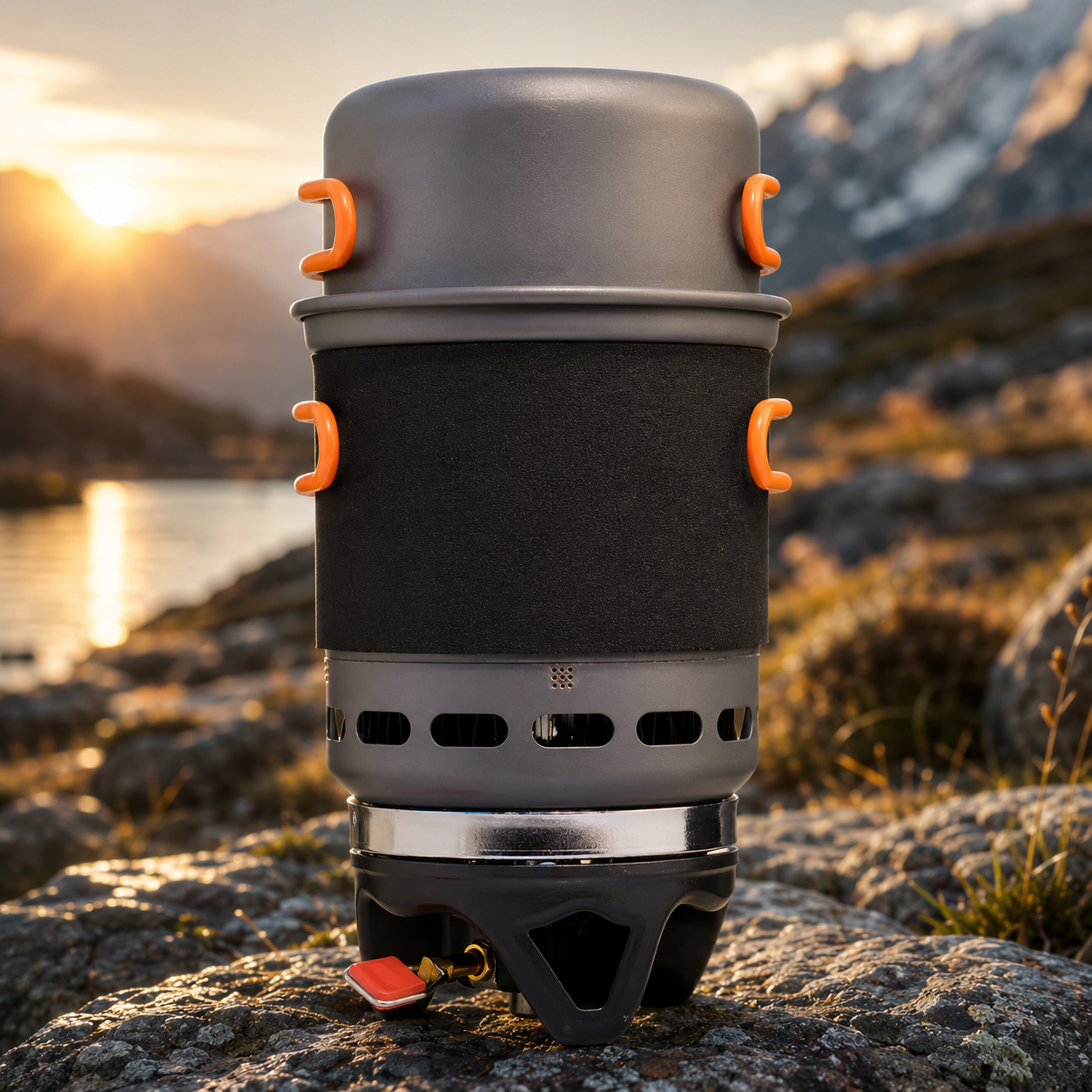 Camping Cooking System, Outdoor Gas Burner Stove, Portable Pot Set, Heat Exchanger Tableware, Luxury Wholesale Cookware for Hiking and Tourism
