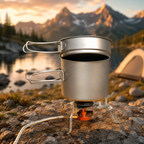 Camping Pot Frying Pan Set, Titanium Lightweight Cookware, Portable for Outdoor Hiking, Picnic, Wholesale Luxury Gear for Adventurers