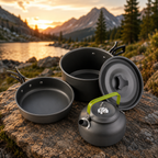 Camping Cookware Set, Aluminum Non-Stick Pots and Bowls, Portable Tableware for Hiking, BBQ, Picnic, Wholesale Luxury Outdoor Gear