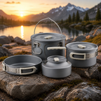 Camping Cookware Kit, Portable Frying Pan, Foldable Kettle, Multi-Function Picnic Tableware, Outdoor Cooking Utensils for Camping, Luxury, Wholesale