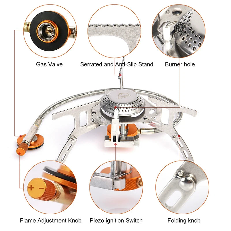 Camping Gas Stove, Outdoor Burner with Strong Fire, Heavy Duty Survival Cooker, Ideal for Picnics, Wholesale Luxury Outdoor Gear