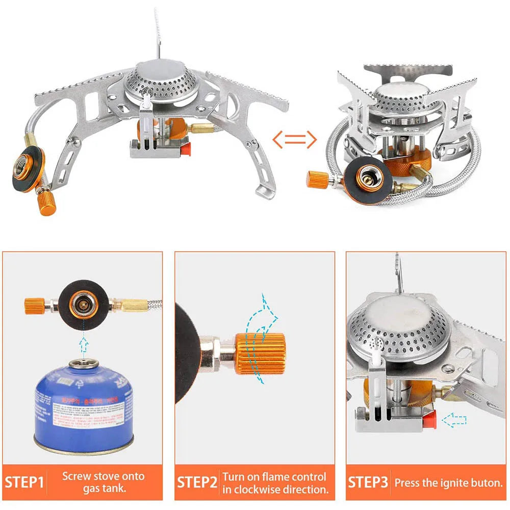Camping Cookware Set, Portable Tableware Kit with Pots, Gas Burner, Kitchen Utensils for Outdoor Picnics, BBQ Supplies, Wholesale Luxury Options