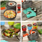 Camping Cookware Set, Portable Tableware Kit with Pots, Gas Burner, Kitchen Utensils for Outdoor Picnics, BBQ Supplies, Wholesale Luxury Options