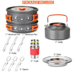 Camping Cookware Set, Portable Tableware Kit with Pots, Gas Burner, Kitchen Utensils for Outdoor Picnics, BBQ Supplies, Wholesale Luxury Options