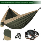 Double Person Parachute Hammock, Solid Color, Heavy Duty With Straps, Black Carabiner, Camping Outdoor Furniture, Luxury Experience, Wholesale Offer