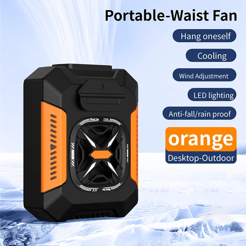 Portable Waist Fan, 5000mAh Rechargeable Wearable Neck Fan, 3 Speed Clip Belt Fan, Personal Cool Fan for Outdoor Travel, Luxury Comfort