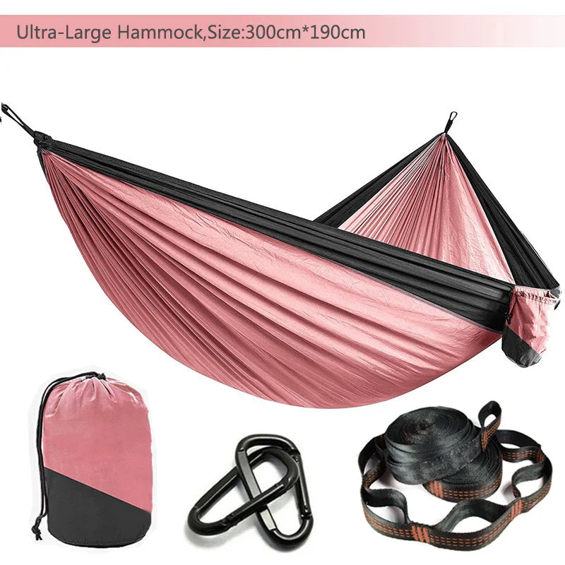 Double Person Parachute Hammock, Solid Color, Heavy Duty With Straps, Black Carabiner, Camping Outdoor Furniture, Luxury Experience, Wholesale Offer