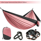Double Person Parachute Hammock, Solid Color, Heavy Duty With Straps, Black Carabiner, Camping Outdoor Furniture, Luxury Experience, Wholesale Offer