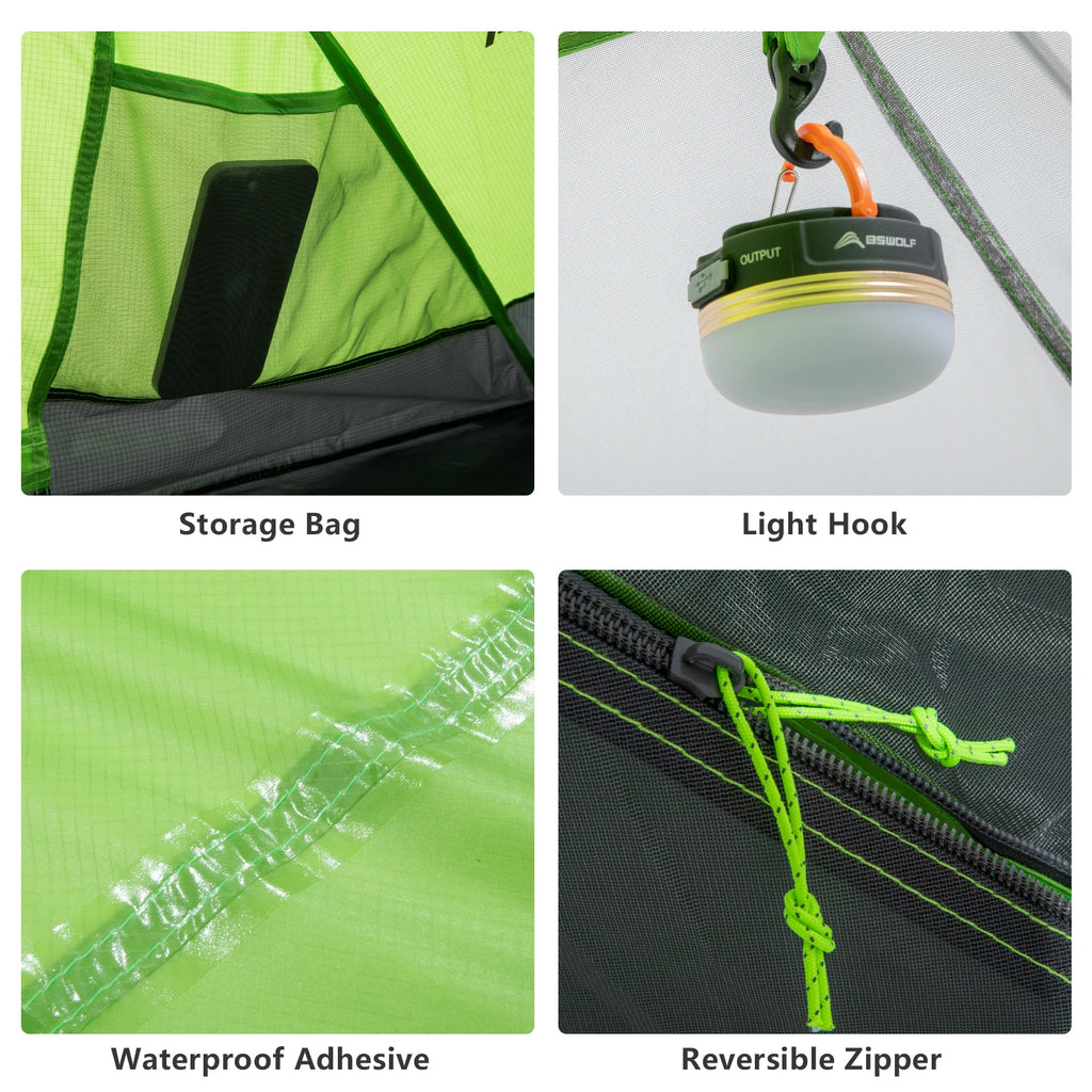 Ultralight Two-Person Camping Tent, 20D 380T Nylon, Double Layer Waterproof, Ideal for Hiking and Travel, Wholesale Luxury with Free Mat