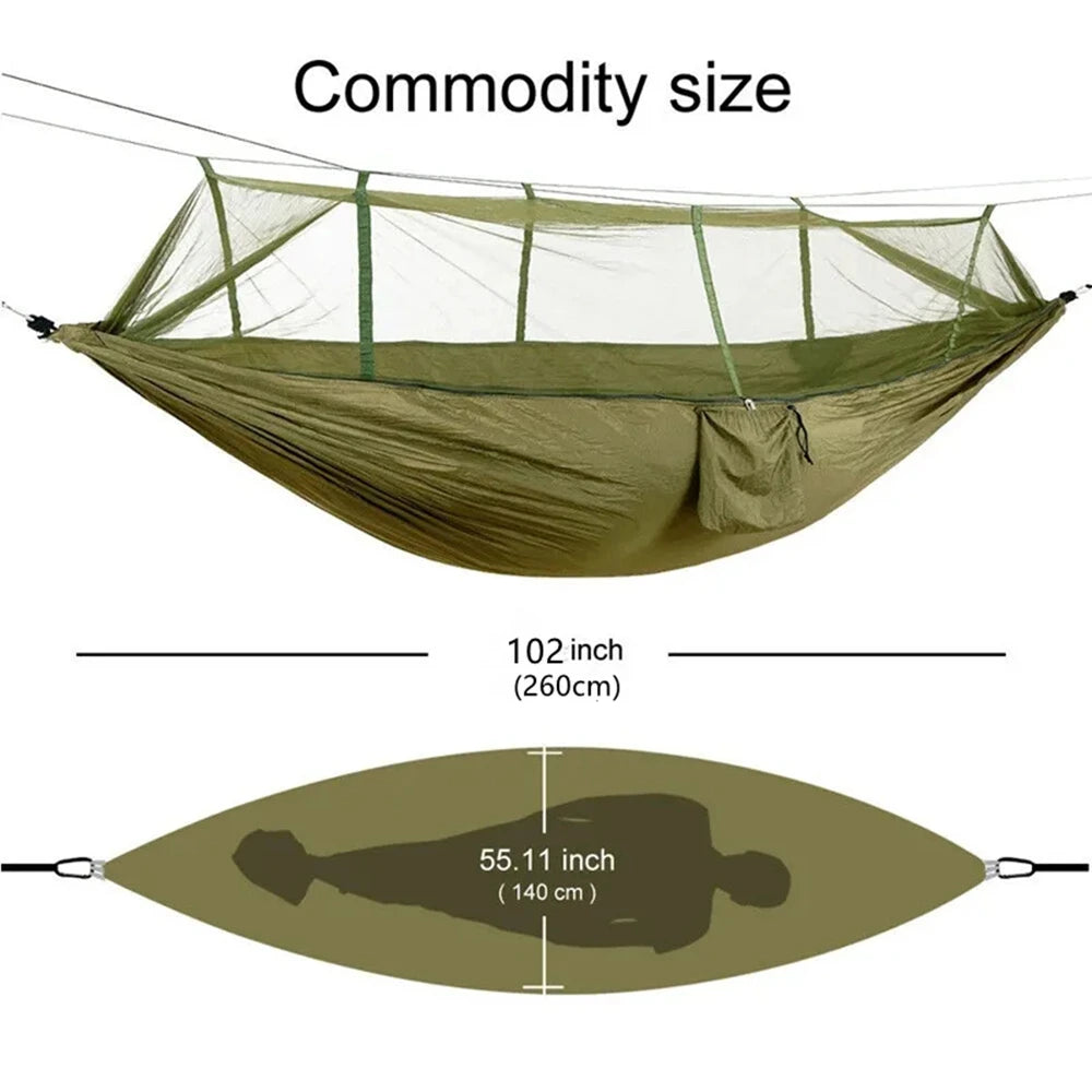Portable Outdoor Double Mosquito Net Hammocks, Lightweight Hanging Swing, Ideal for Camping, Travel, Nature Hike, Wholesale, Luxury for Adventurers
