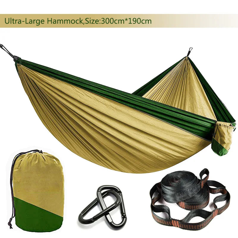 Double Person Parachute Hammock, Solid Color, Heavy Duty With Straps, Black Carabiner, Camping Outdoor Furniture, Luxury Experience, Wholesale Offer