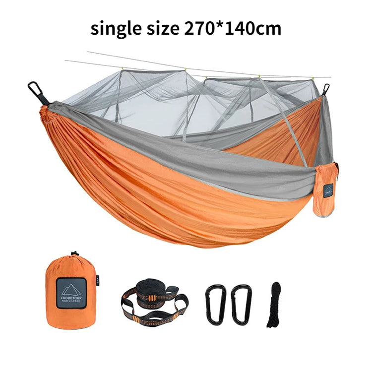 Hammock for Camping, Portable Nylon Fabric with Mosquito Net, Single and Double Size, Outdoor Use, Lightweight, Wholesale Luxury