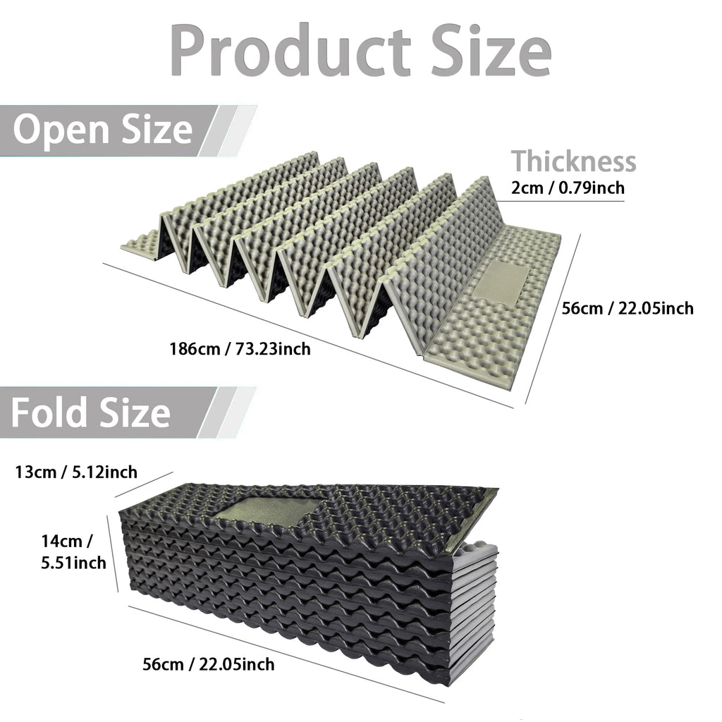 Lightweight Egg Crate Foam Sleeping Pad, 330g Portable Foldable Camping Mat, Moisture Proof Insulation, Ideal for Hiking and Backpacking