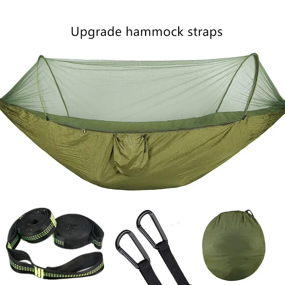 Camping Hammock with Mosquito Net, Portable Parachute Material, Lightweight Swing Bed for Outdoor Adventures, Wholesale Luxury Travel Gear