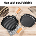 Camping Cookware Frying Pan Non-Stick, Durable Folding Handle, Portable for Outdoor Hiking, Picnic Cooking Equipment, Luxury Wholesale
