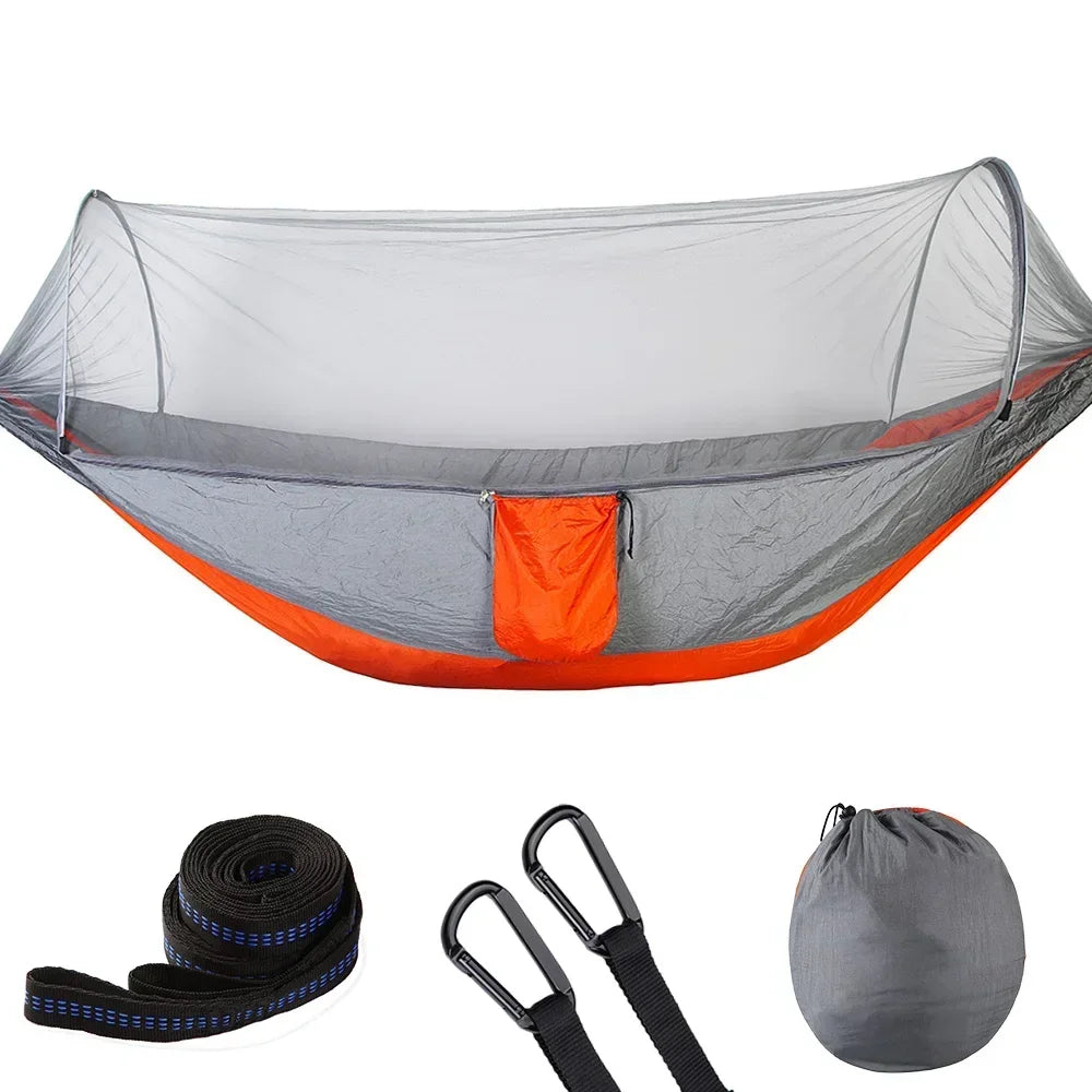 Camping Hammock with Mosquito Net, Portable Parachute Material, Lightweight Swing Bed for Outdoor Adventures, Wholesale Luxury Travel Gear