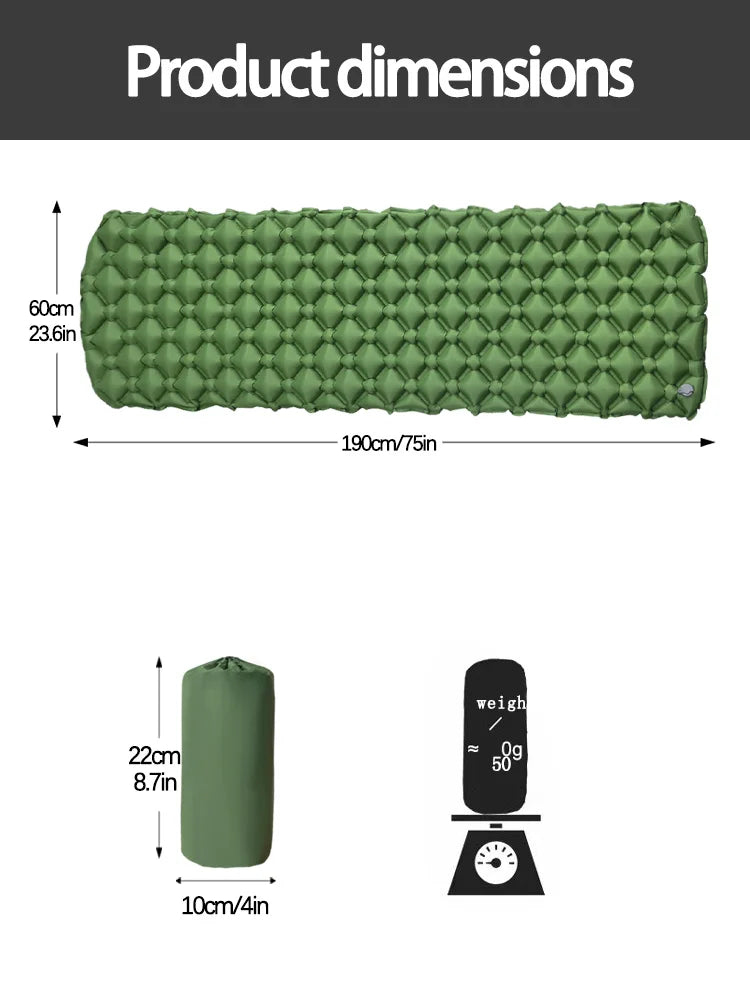Camping Inflatable Mattress, Folding Camp Bed Sleeping Pad, Waterproof Air Mat for Travel, Outdoor Picnic, Luxury Wholesale Equipment