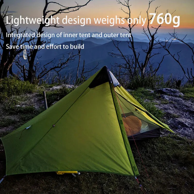 Ultralight Camping Tent for 1 Person, 3/4 Season Waterproof Silnylon, Rodless Design, Professional Outdoor Gear, Wholesale Luxury