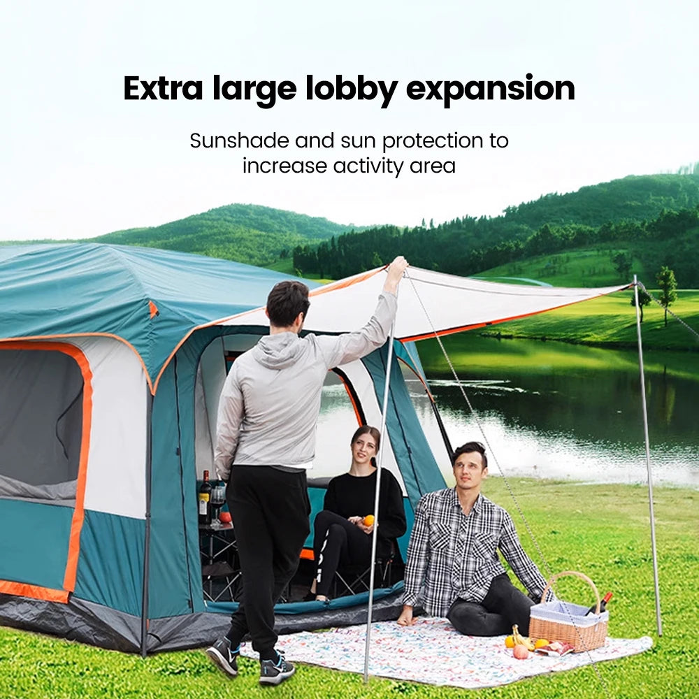 Camping Tent, Waterproof 4-Season Shelter for 3-12 People, Double Layer, Family Outdoor Backpacking Equipment, Luxury Design, Wholesale Availability