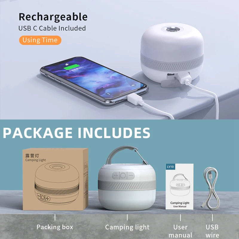 Camping Flashlight, Outdoor LED Lantern, 230-Hour Rechargeable, Waterproof Emergency Light, Portable with Magnet, Luxury Wholesale