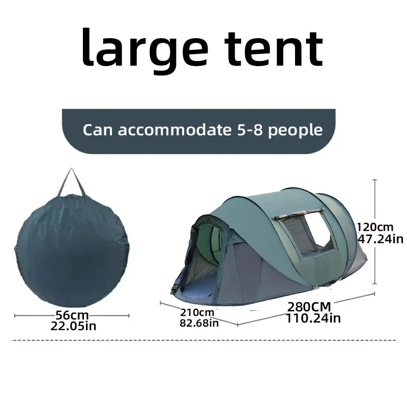 Quick Opening Waterproof Camping Tent for 5-8 People, Fully Automatic Pop-Up, Luxury Design, Durable Material, Wholesale Pricing, Outdoor Adventures