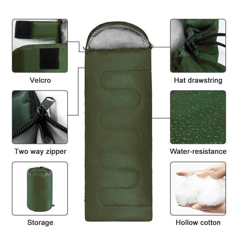 Camping Sleeping Bag, Ultralight Waterproof Envelope, All Season Warm for Hiking, Outdoor Travel, Wholesale Luxury Comfort for Adventure