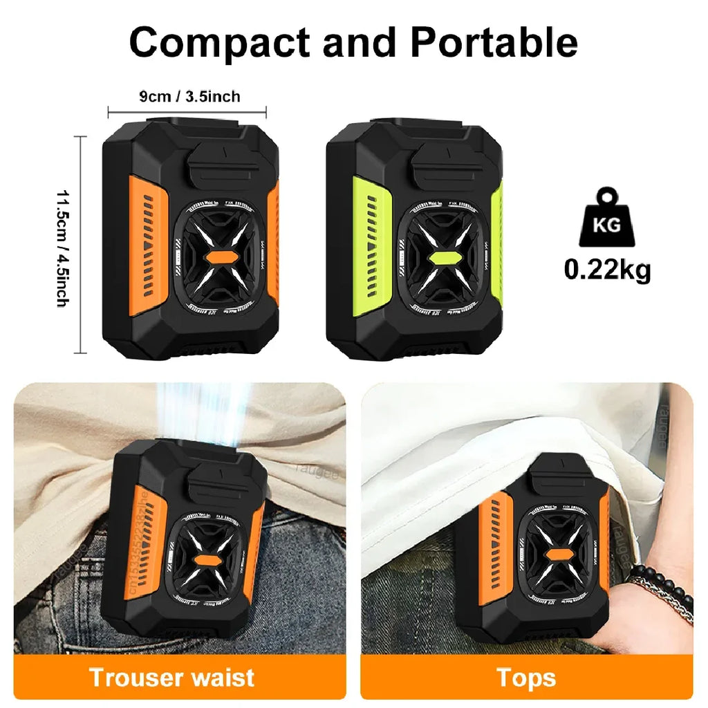 Portable Waist Fan, 5000mAh Rechargeable Wearable Neck Fan, 3 Speed Clip Belt Fan, Personal Cool Fan for Outdoor Travel, Luxury Comfort