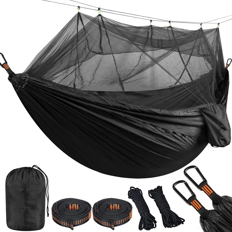 Lightweight Camping Hammock with Mosquito Net, Durable 210T Parachute Nylon, Breathable Fabric for Outdoor Adventures, Luxury Wholesale Options