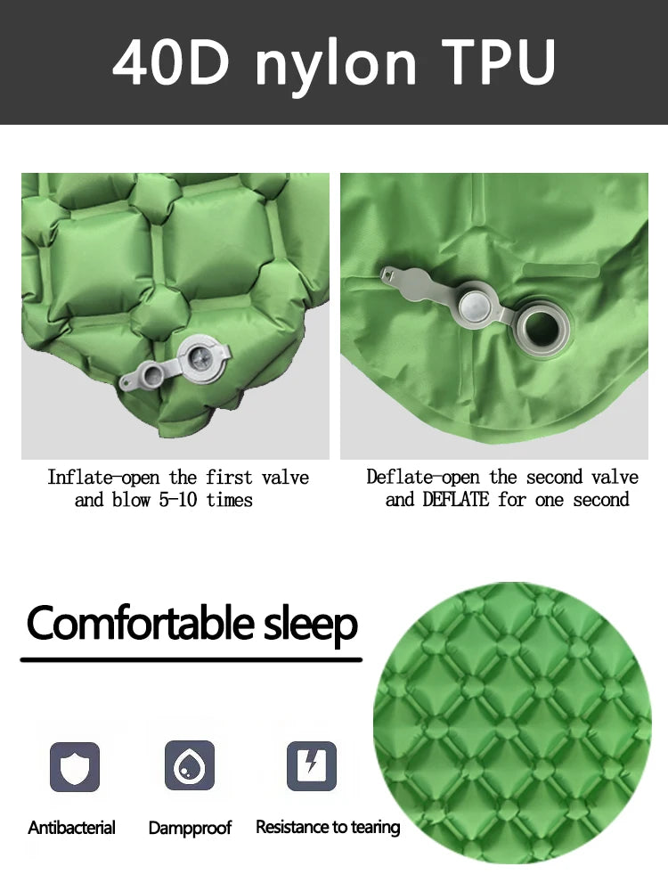 Camping Inflatable Mattress, Folding Camp Bed Sleeping Pad, Waterproof Air Mat for Travel, Outdoor Picnic, Luxury Wholesale Equipment