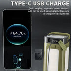 Portable Solar LED Flashlight and Power Bank, Rechargeable Luxury Lamp for Camping, Hiking, Fishing, Waterproof, Multi-Function, Wholesale