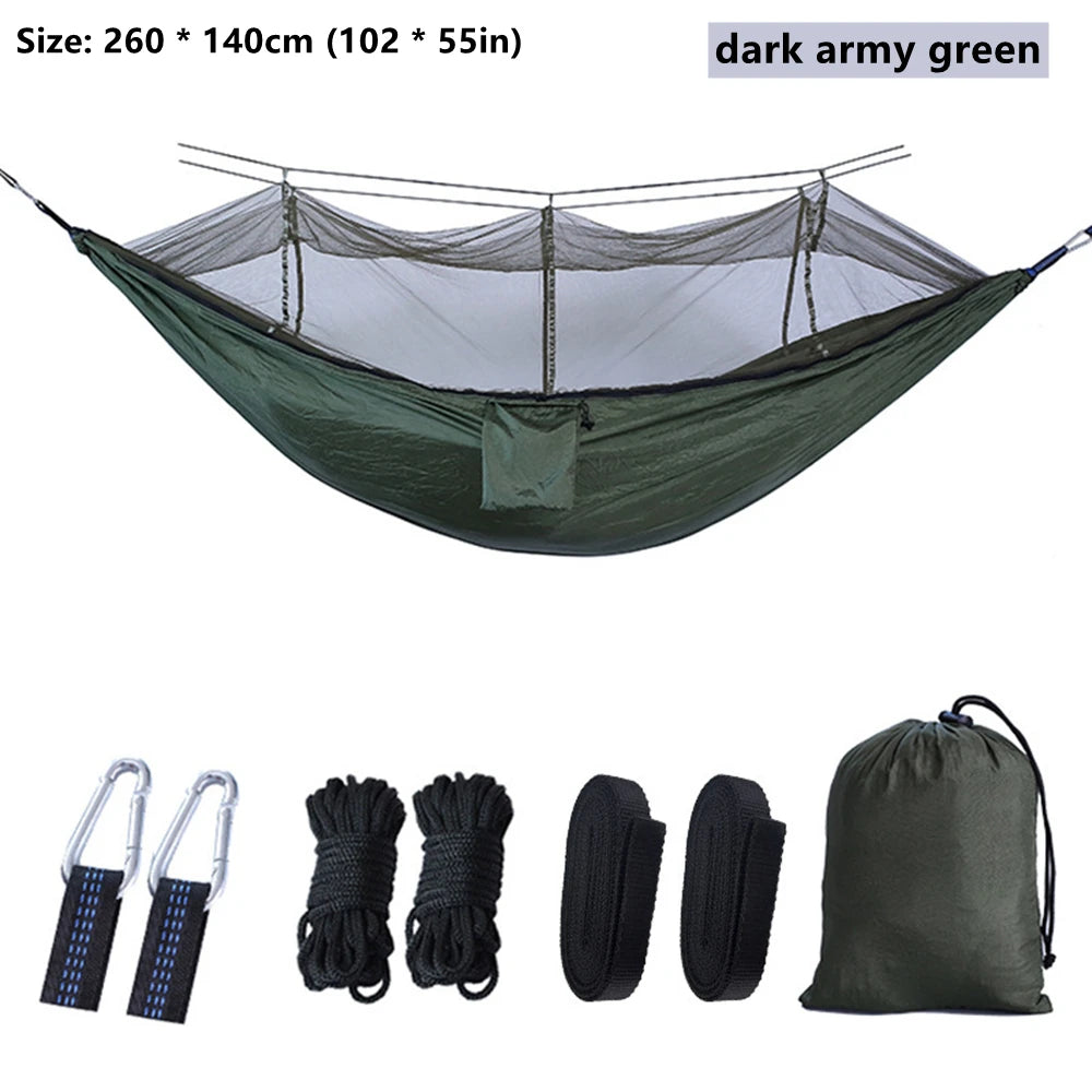 Portable Outdoor Double Mosquito Net Hammocks, Lightweight Hanging Swing, Ideal for Camping, Travel, Nature Hike, Wholesale, Luxury for Adventurers