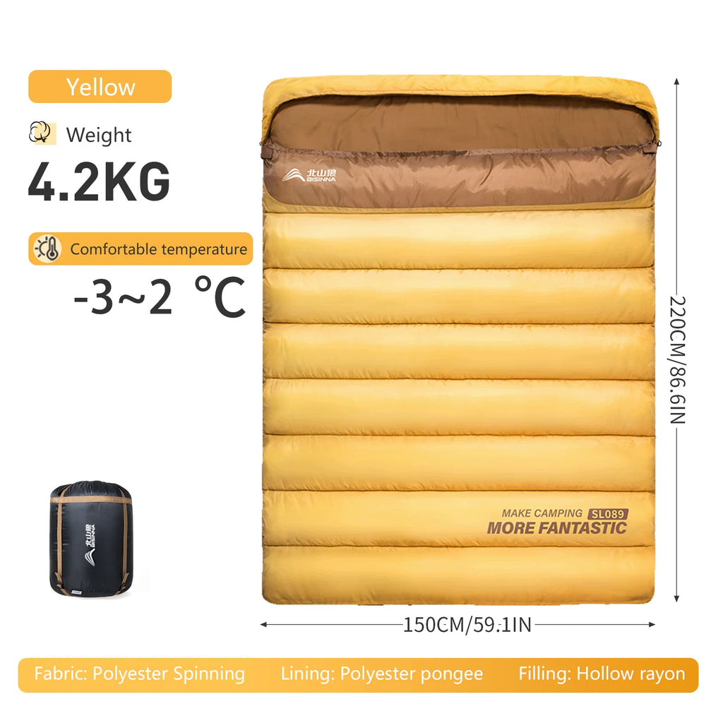 Camping Sleeping Bag for 2 People, Portable Four Seasons, Waterproof, Lightweight, Ideal for Hiking and Travel, Luxury Design, Wholesale