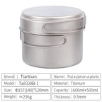 Camping Pot Frying Pan Set, Titanium Lightweight Cookware, Portable for Outdoor Hiking, Picnic, Wholesale Luxury Gear for Adventurers