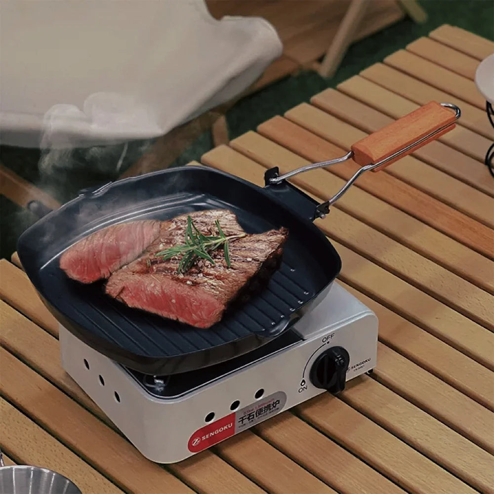 Camping Cookware Frying Pan Non-Stick, Durable Folding Handle, Portable for Outdoor Hiking, Picnic Cooking Equipment, Luxury Wholesale