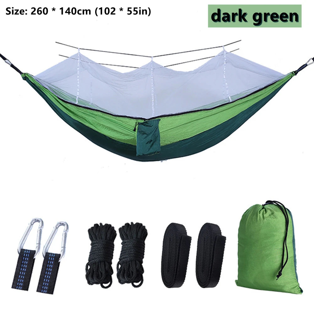 Portable Outdoor Double Mosquito Net Hammocks, Lightweight Hanging Swing, Ideal for Camping, Travel, Nature Hike, Wholesale, Luxury for Adventurers