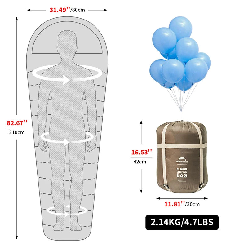 Mummy Sleeping Bag Lightweight Cotton -1℃ to -12℃ for Outdoor Camping, Luxury Comfort, Wholesale Deals, Perfect for Men and Women