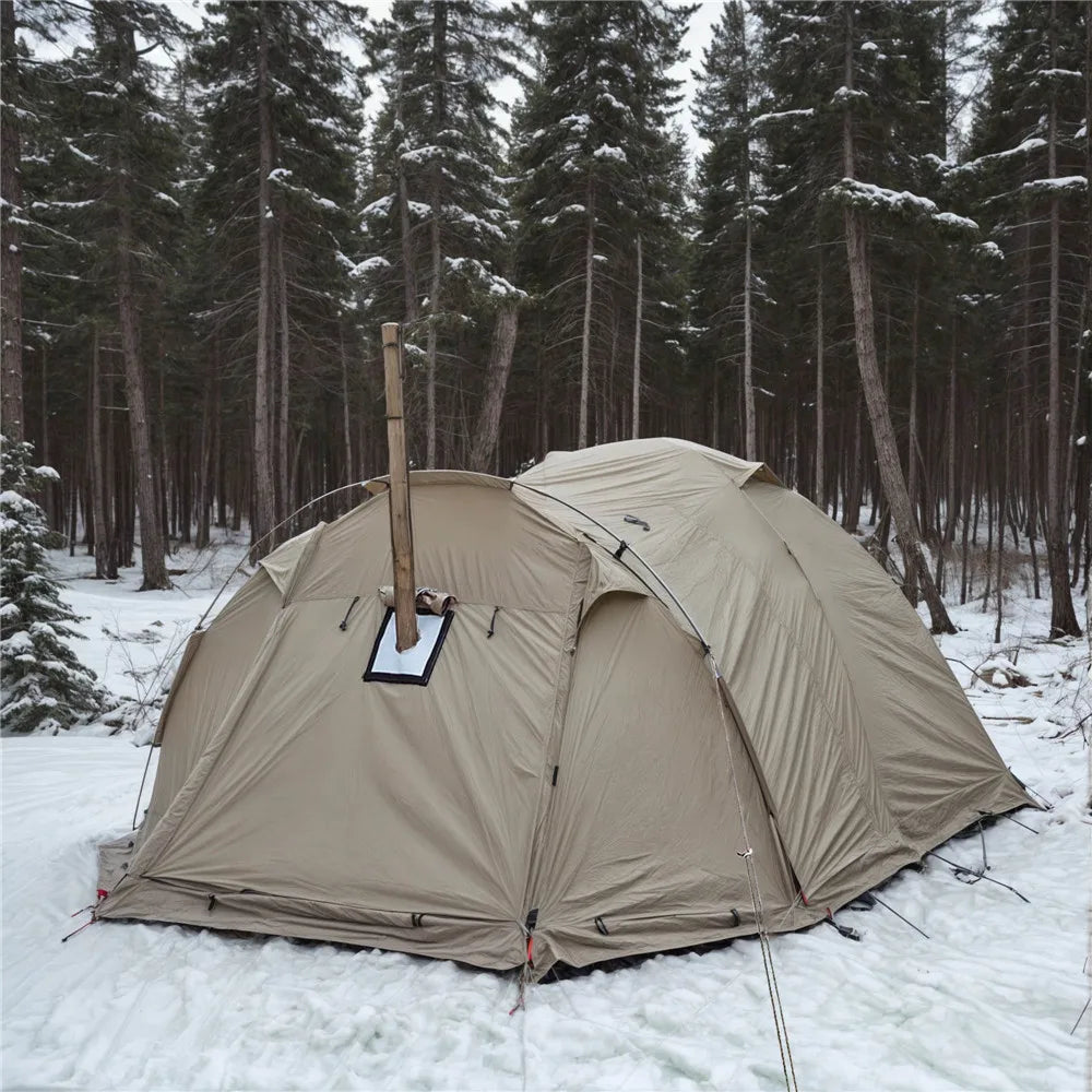 Fireproof Winter Tent for 2 Persons, Waterproof Tunnel Dome with Stove Jack, 4 Season Camping Gear, Luxury Wholesale for Hiking and Outdoor Adventures