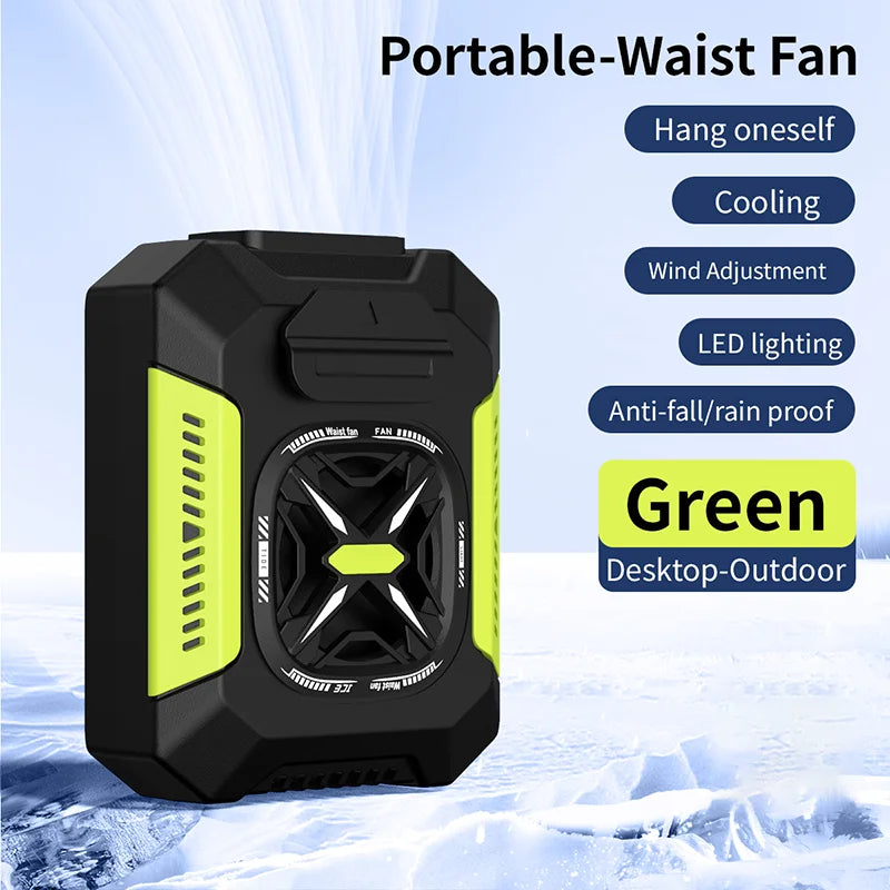 Portable Waist Fan, 5000mAh Rechargeable Wearable Neck Fan, 3 Speed Clip Belt Fan, Personal Cool Fan for Outdoor Travel, Luxury Comfort