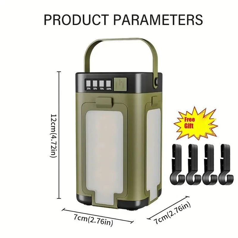 Portable Solar LED Flashlight and Power Bank, Rechargeable Luxury Lamp for Camping, Hiking, Fishing, Waterproof, Multi-Function, Wholesale