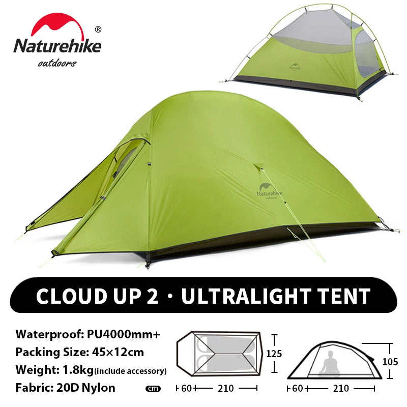 Ultralight Camping Tent for 2 People, Waterproof 20D Fabric, Outdoor Hiking, Travel, Backpacking, Fishing, Wholesale Luxury Option