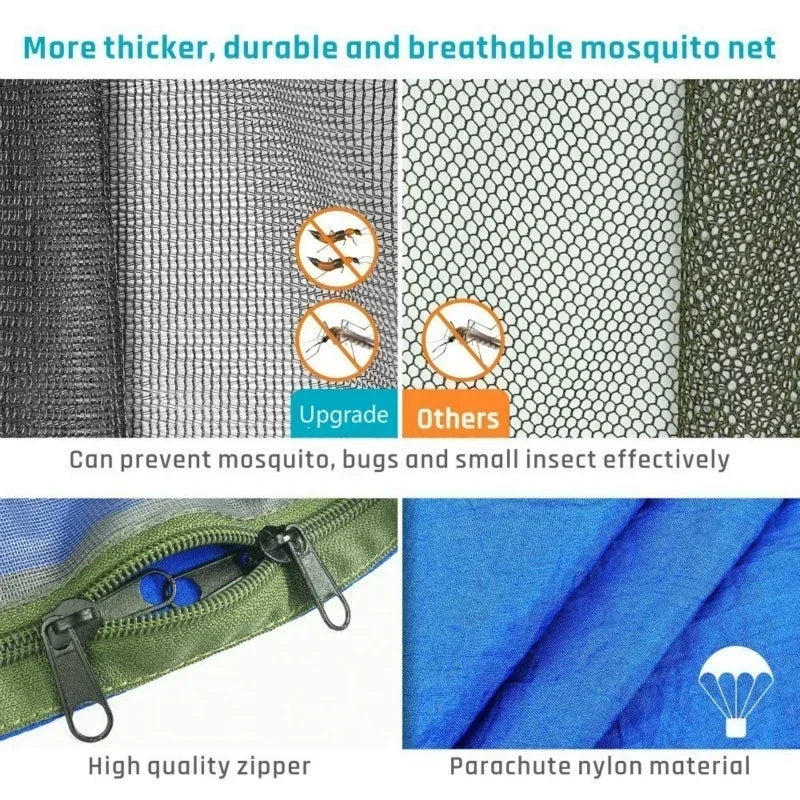 Camping Hammock with Mosquito Net, Portable Parachute Material, Lightweight Swing Bed for Outdoor Adventures, Wholesale Luxury Travel Gear