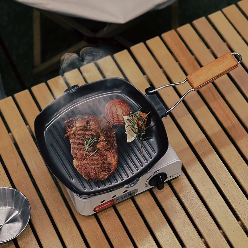 Camping Cookware Frying Pan Non-Stick, Durable Folding Handle, Portable for Outdoor Hiking, Picnic Cooking Equipment, Luxury Wholesale